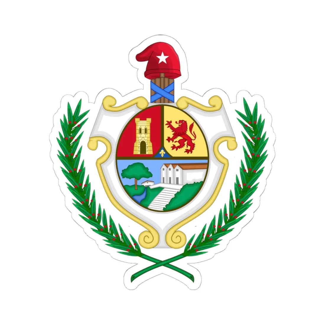 Coat of arms of San Antonio de los Baños Cuba (Cuba) (Coat of Arms) STICKER Vinyl Kiss-Cut Decal 6 Inch White - The Sticker Space