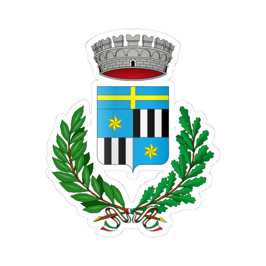 Coat of arms of San Bonifacio municipality (Italy) (Coat of Arms) STICKER Vinyl Kiss-Cut Decal 4 Inch White - The Sticker Space