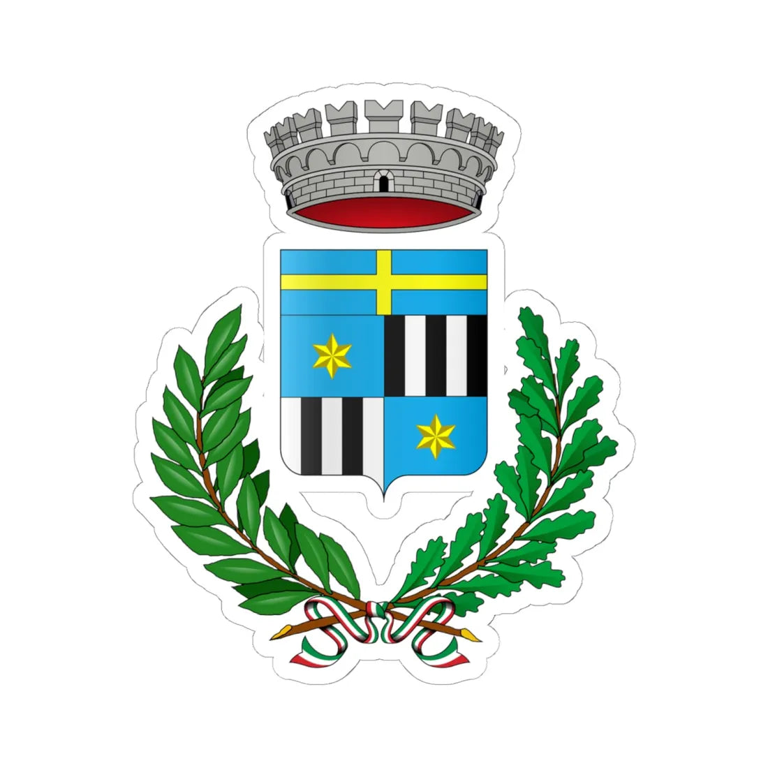 Coat of arms of San Bonifacio municipality (Italy) (Coat of Arms) STICKER Vinyl Kiss-Cut Decal 6 Inch White - The Sticker Space