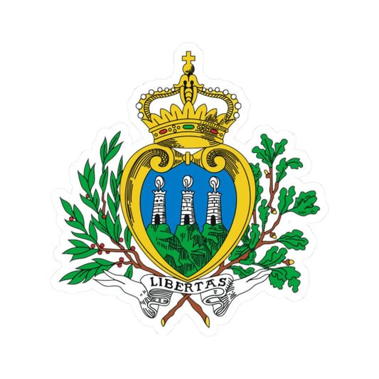 Coat of arms of San Marino before 2011 (San Marino) (Coat of Arms) STICKER Vinyl Kiss-Cut Decal 2 Inch White - The Sticker Space