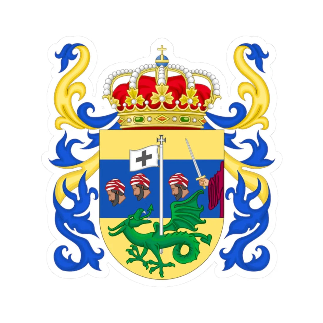 Coat of Arms of San Millán de la Cogolla (Spain) (Coat of Arms) STICKER Vinyl Kiss-Cut Decal 2 Inch White - The Sticker Space