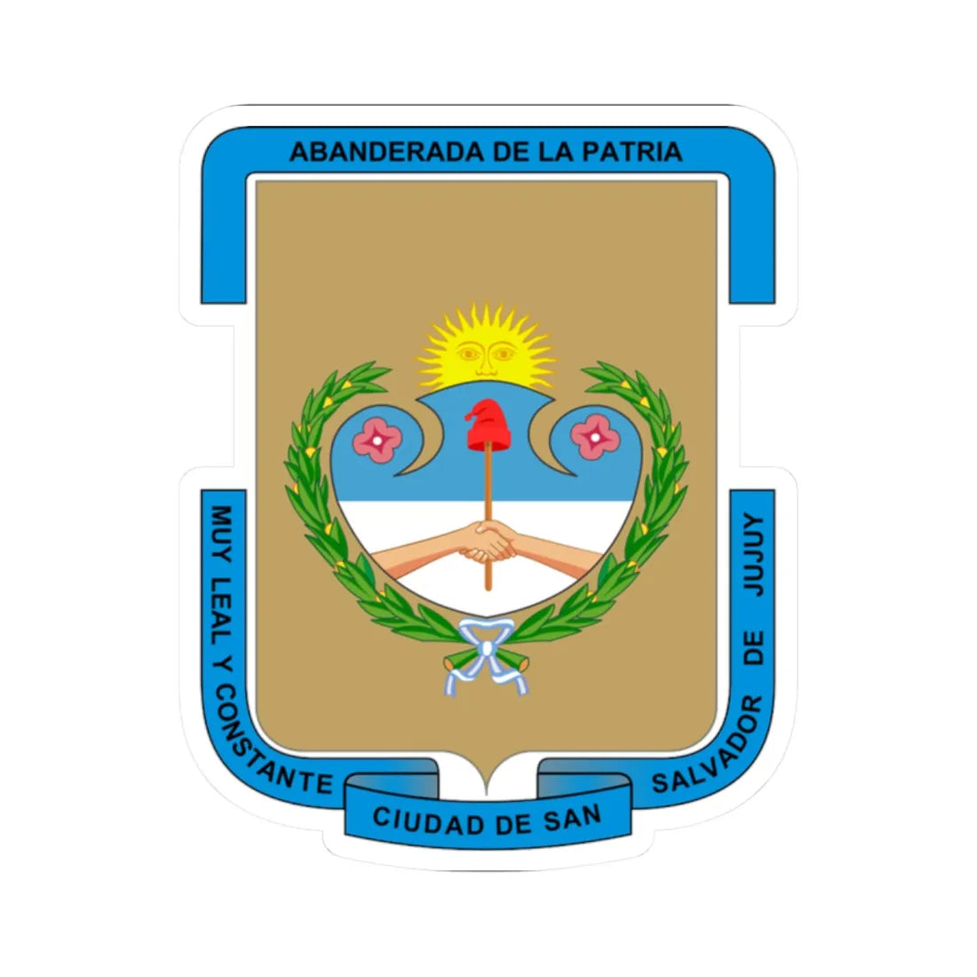 Coat of arms of San Salvador de Jujuy (Argentina) (Coat of Arms) STICKER Vinyl Kiss-Cut Decal 2 Inch White - The Sticker Space