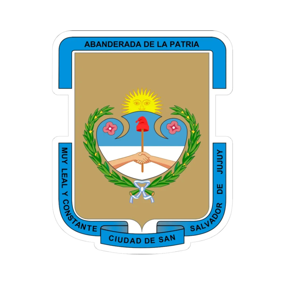 Coat of arms of San Salvador de Jujuy (Argentina) (Coat of Arms) STICKER Vinyl Kiss-Cut Decal 3 Inch White - The Sticker Space