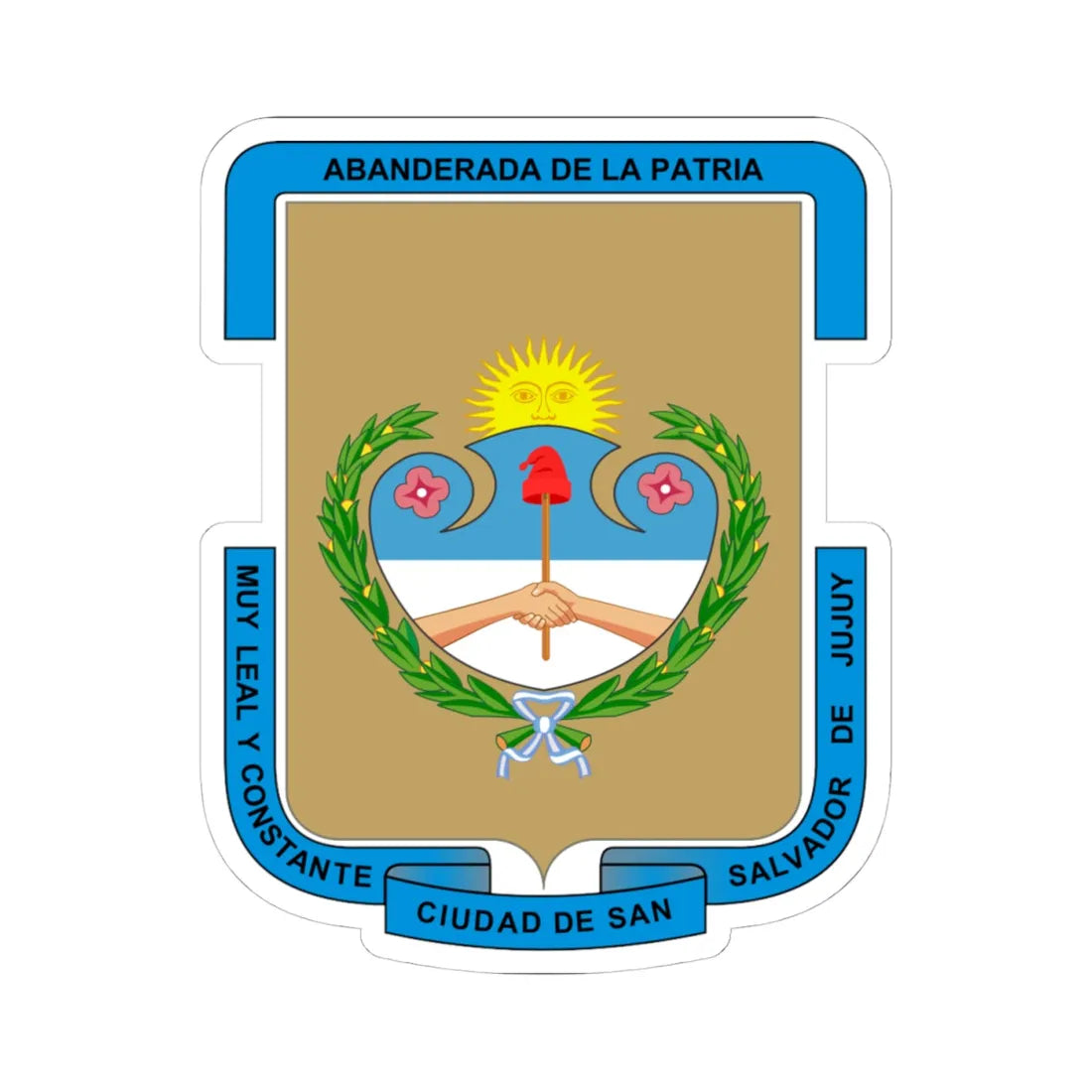 Coat of arms of San Salvador de Jujuy (Argentina) (Coat of Arms) STICKER Vinyl Kiss-Cut Decal 4 Inch White - The Sticker Space