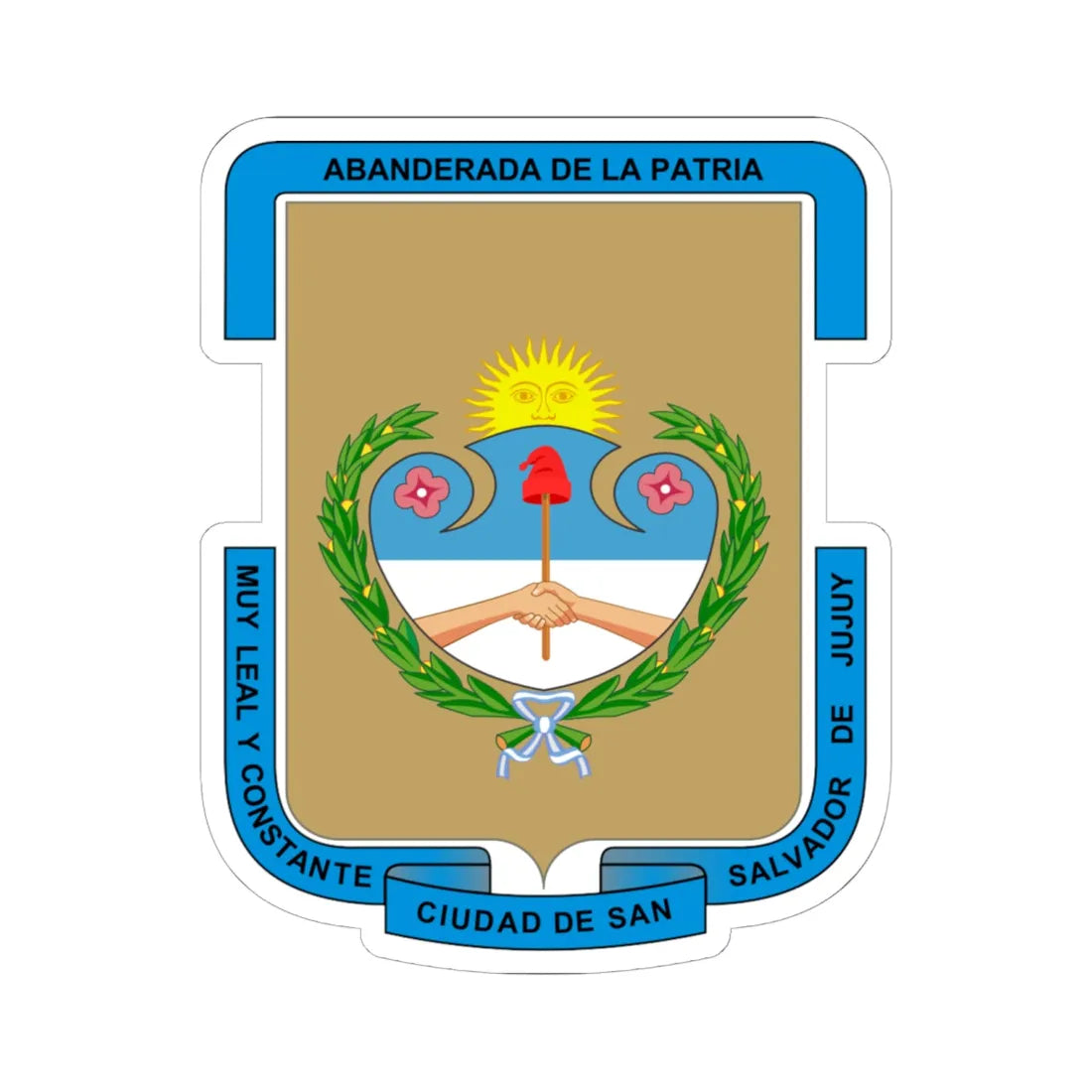 Coat of arms of San Salvador de Jujuy (Argentina) (Coat of Arms) STICKER Vinyl Kiss-Cut Decal 6 Inch White - The Sticker Space