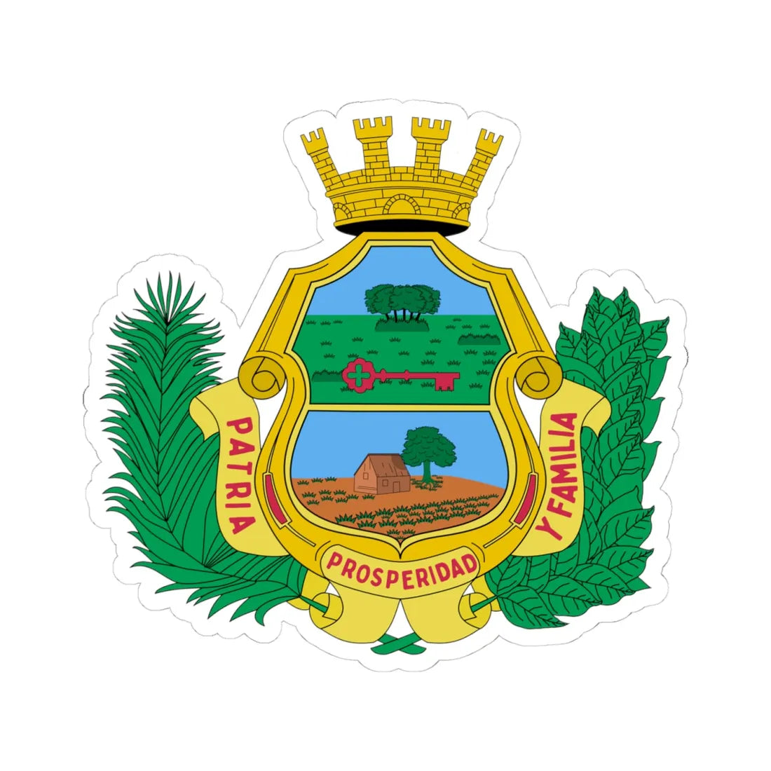 Coat of arms of Santa Clara (Cuba) (Coat of Arms) STICKER Vinyl Kiss-Cut Decal 4 Inch White - The Sticker Space