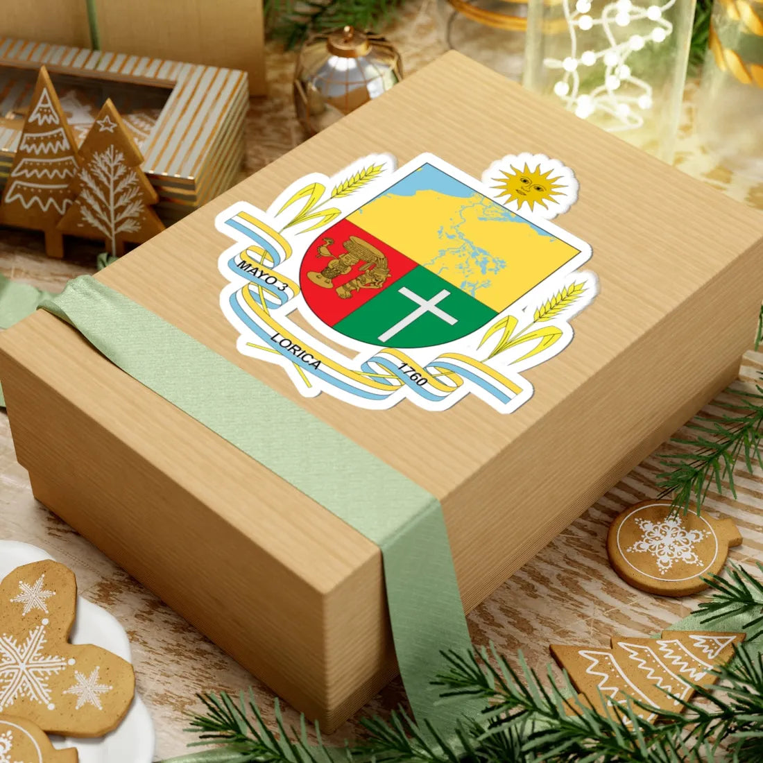 Coat of arms of Santa Cruz de Lorica (Colombia) (Coat of Arms) STICKER Vinyl Kiss-Cut Decal - The Sticker Space