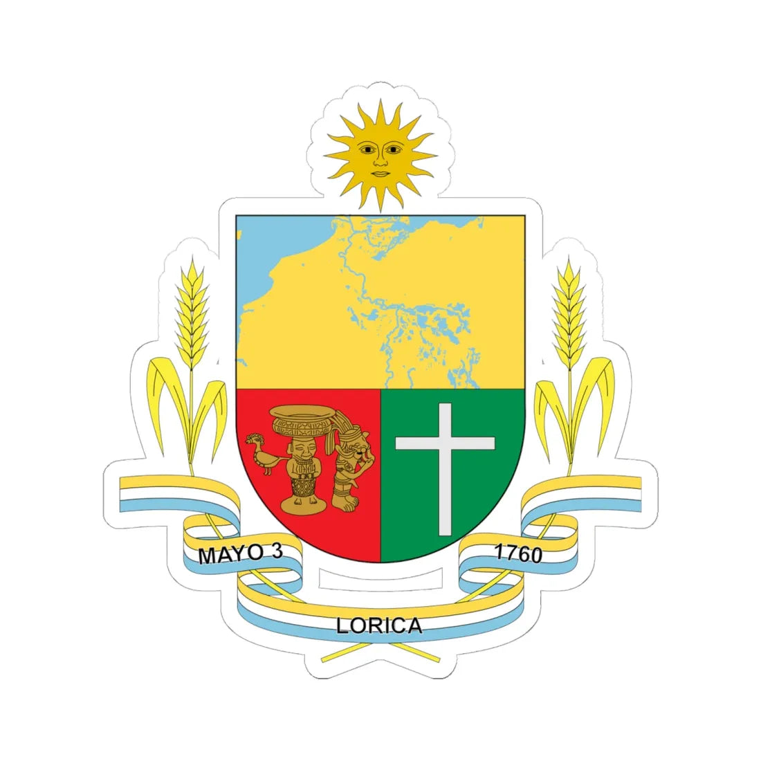 Coat of arms of Santa Cruz de Lorica (Colombia) (Coat of Arms) STICKER Vinyl Kiss-Cut Decal - The Sticker Space