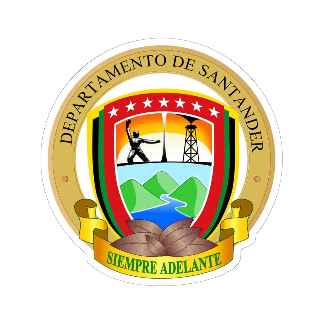 Coat of arms of Santander Department (Colombia) (Coat of Arms) STICKER Vinyl Kiss-Cut Decal 6 Inch White - The Sticker Space