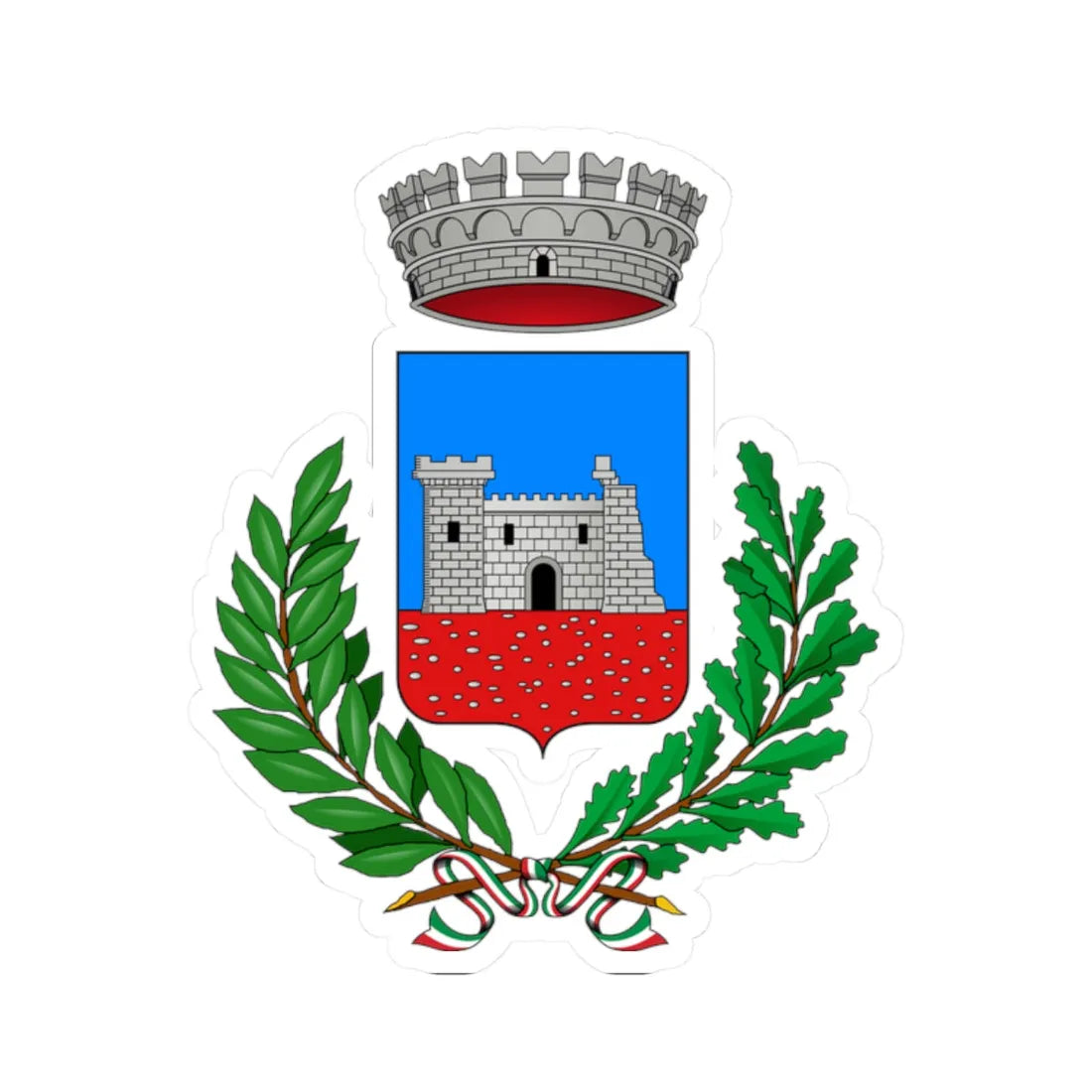 Coat of Arms of Scorzè (Italy) (Coat of Arms) STICKER Vinyl Kiss-Cut Decal 2 Inch White - The Sticker Space