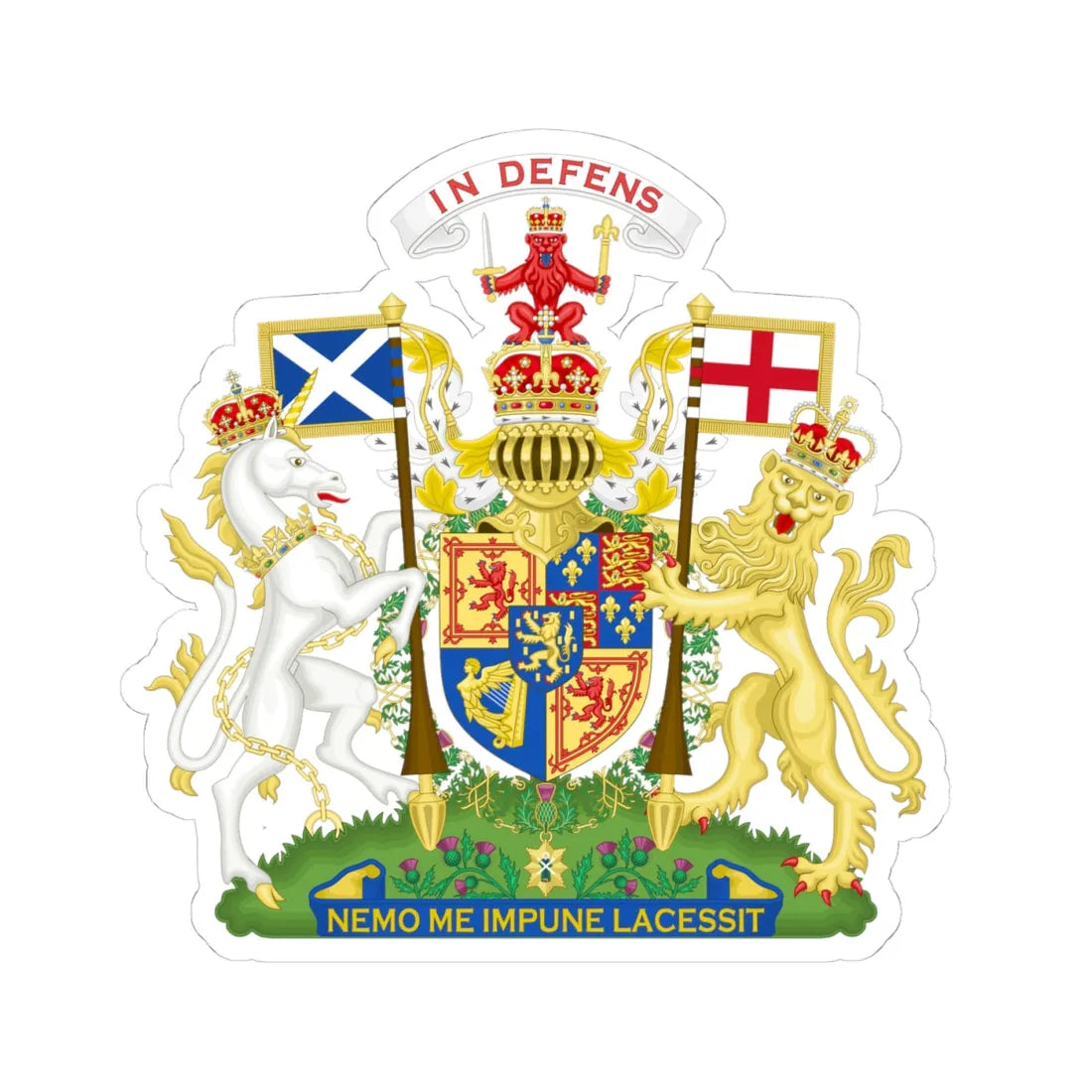 Coat of Arms of Scotland 1694-1702 (Scotland) (Coat of Arms) STICKER Vinyl Kiss-Cut Decal 4 Inch White - The Sticker Space