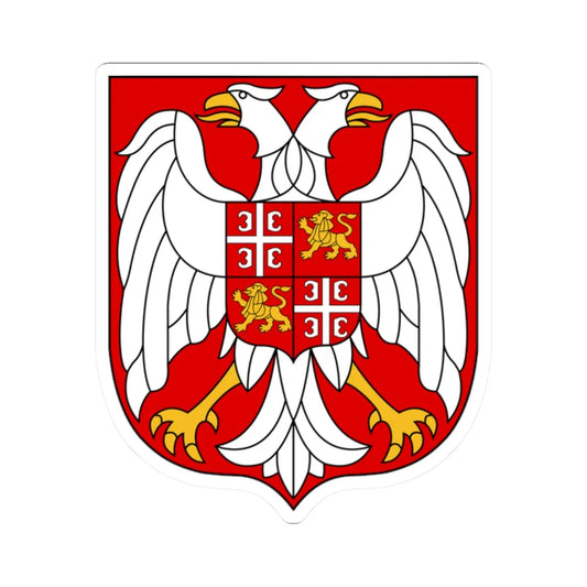 Coat of arms of Serbia and Montenegro (Serbia) (Coat of Arms) STICKER Vinyl Kiss-Cut Decal 2 Inch White - The Sticker Space