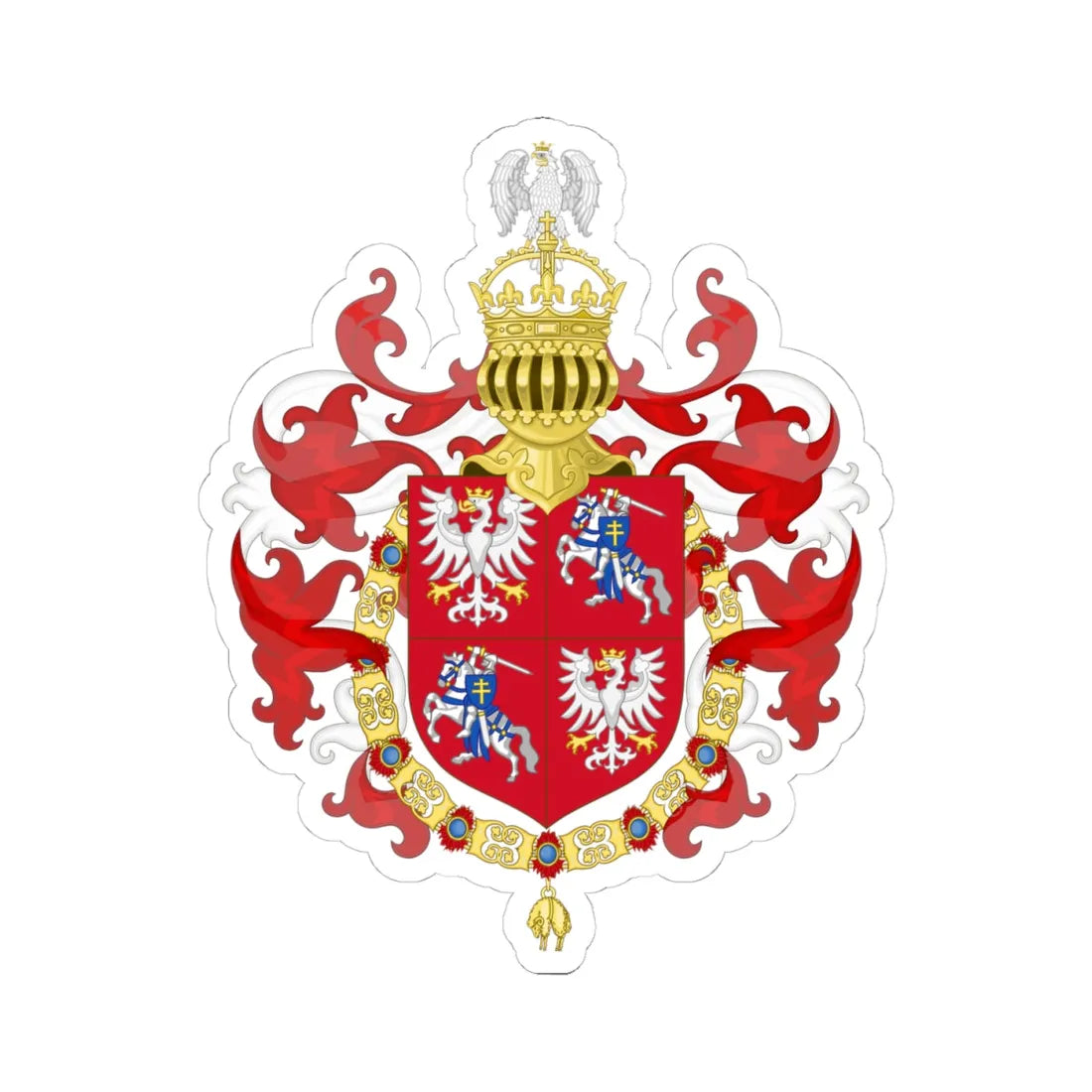 Coat of Arms of Sigismund I of Poland Order of the Golden Fleece (Austria) (Coat of Arms) STICKER Vinyl Kiss-Cut Decal 4 Inch White - The Sticker Space