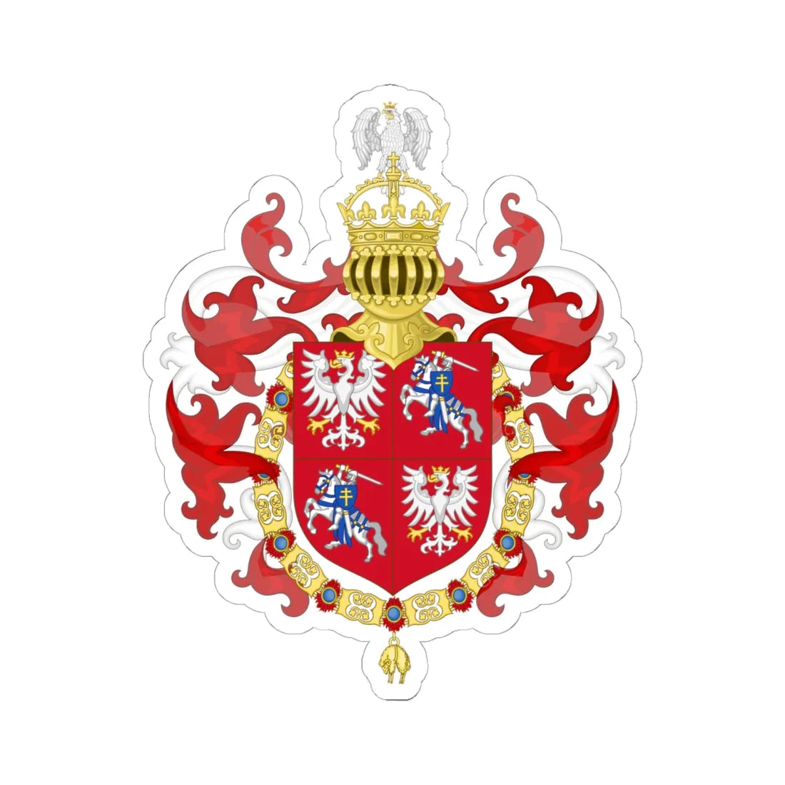 Coat of Arms of Sigismund I of Poland Order of the Golden Fleece (Austria) (Coat of Arms) STICKER Vinyl Kiss-Cut Decal 6 Inch White - The Sticker Space