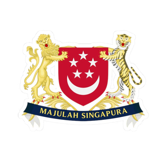 Coat of arms of Singapore Improved (Singapore) (Coat of Arms) STICKER Vinyl Kiss-Cut Decal 2 Inch White - The Sticker Space