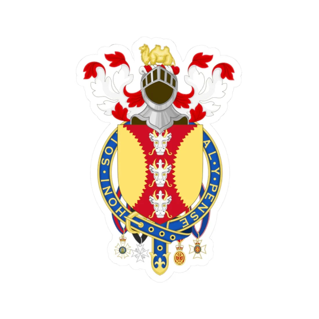 Coat of Arms of Sir David Brewer (Spain) (Coat of Arms) STICKER Vinyl Kiss-Cut Decal 2 Inch White - The Sticker Space