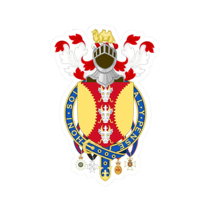 Coat of Arms of Sir David Brewer (Spain) (Coat of Arms) STICKER Vinyl Kiss-Cut Decal 2 Inch White - The Sticker Space