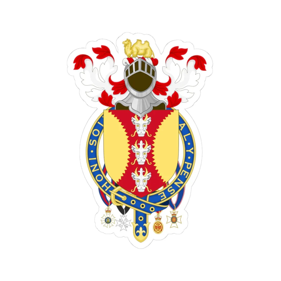 Coat of Arms of Sir David Brewer (Spain) (Coat of Arms) STICKER Vinyl Kiss-Cut Decal 3 Inch White - The Sticker Space