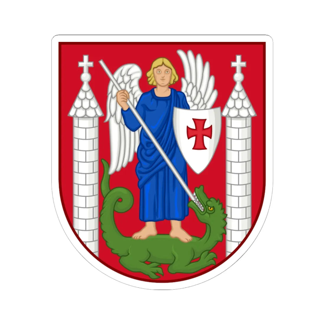 Coat of arms of Slagelse (Denmark) (Coat of Arms) STICKER Vinyl Kiss-Cut Decal 6 Inch White - The Sticker Space