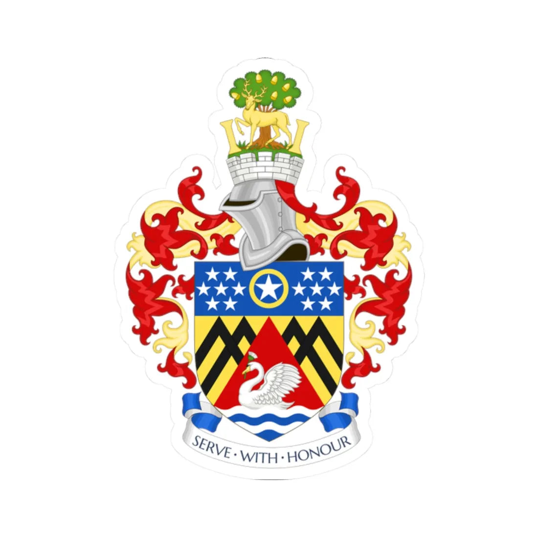 Coat of arms of Slough Borough Council (England) (Coat of Arms) STICKER Vinyl Kiss-Cut Decal 2 Inch White - The Sticker Space