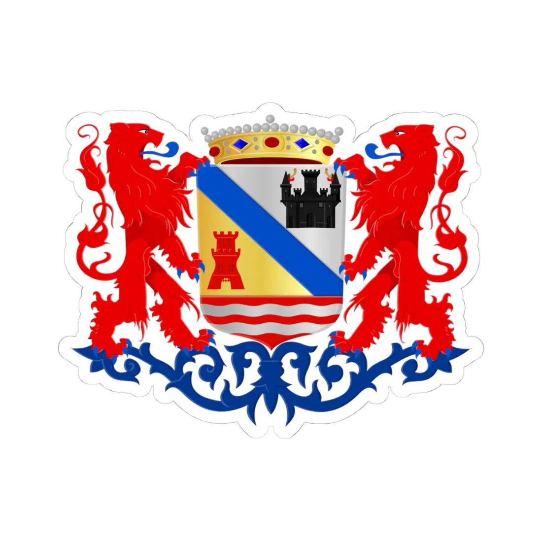 Coat of arms of Sluis (Netherlands) (Coat of Arms) STICKER Vinyl Kiss-Cut Decal 4 Inch White - The Sticker Space