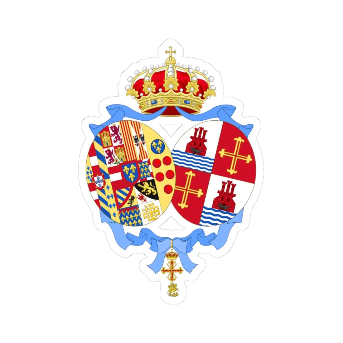 Coat of Arms of Sofia Duchess of Calabria (Italy) (Coat of Arms) STICKER Vinyl Kiss-Cut Decal 3 Inch White - The Sticker Space