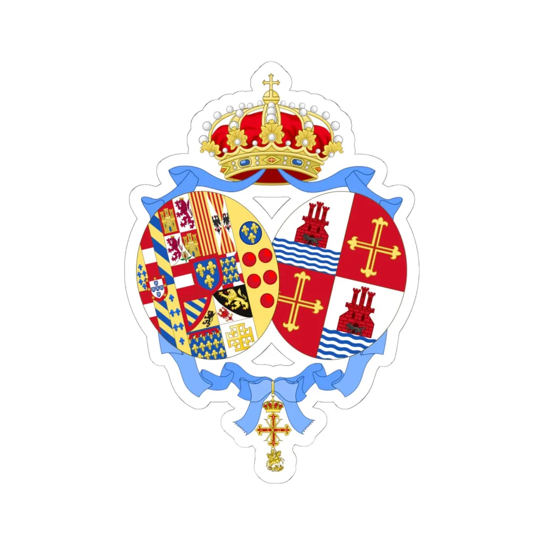 Coat of Arms of Sofia Duchess of Calabria (Italy) (Coat of Arms) STICKER Vinyl Kiss-Cut Decal 6 Inch White - The Sticker Space