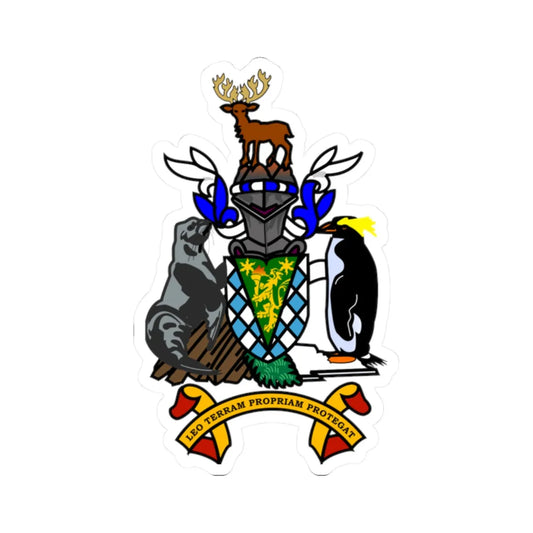 Coat of arms of South Georgia and the South Sandwich Islands (United Kingdom) (Coat of Arms) STICKER Vinyl Kiss-Cut Decal 2 Inch White - The Sticker Space