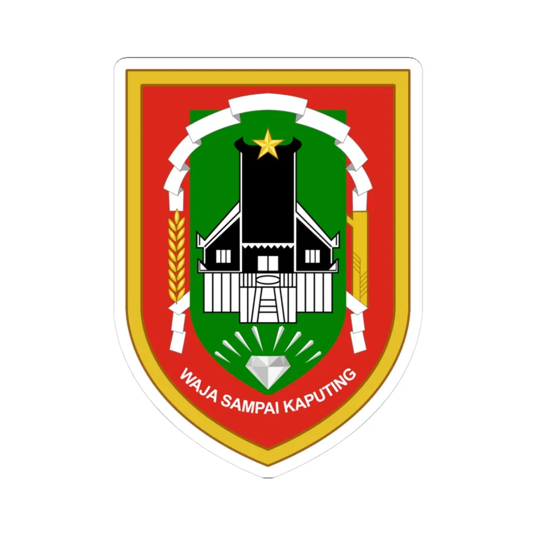 Coat of arms of South Kalimantan (Indonesia) (Coat of Arms) STICKER Vinyl Kiss-Cut Decal 3 Inch White - The Sticker Space