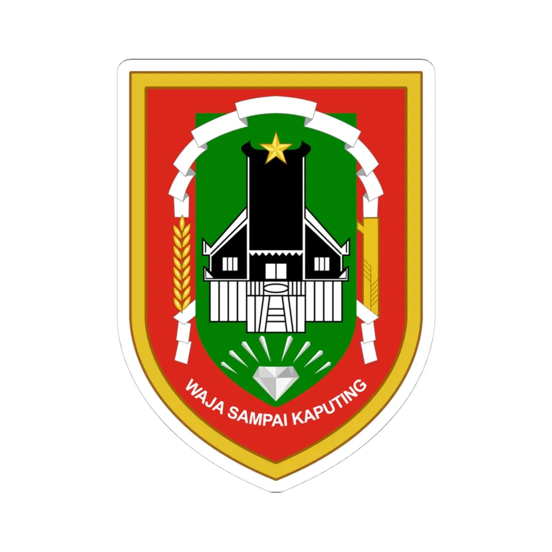 Coat of arms of South Kalimantan (Indonesia) (Coat of Arms) STICKER Vinyl Kiss-Cut Decal 4 Inch White - The Sticker Space