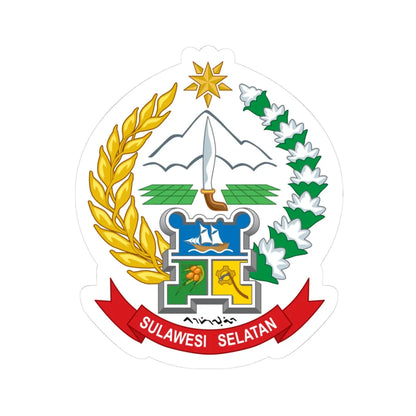 Coat of arms of South Sulawesi (Indonesia) (Coat of Arms) STICKER Vinyl Kiss-Cut Decal 3 Inch White - The Sticker Space