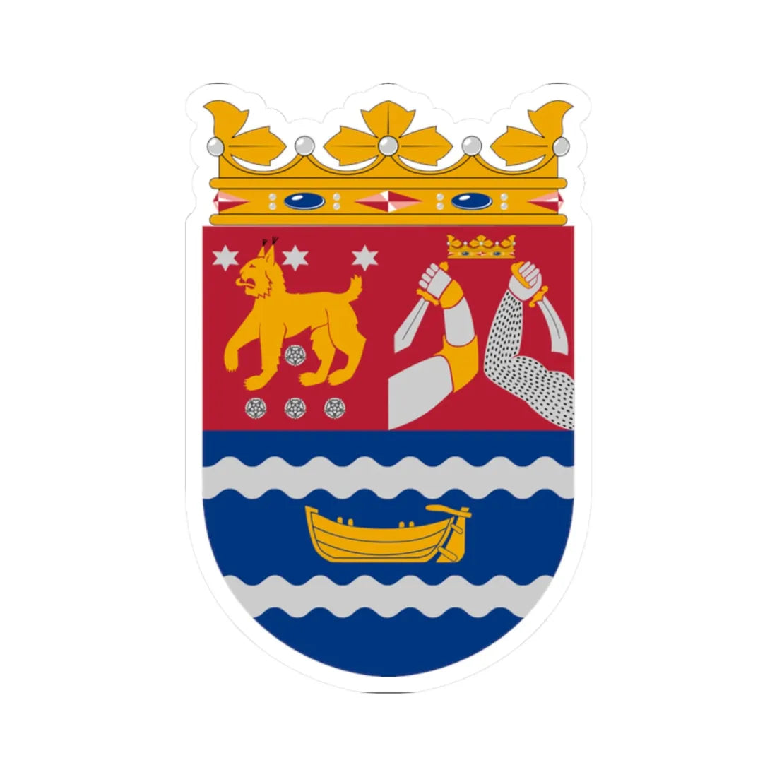 Coat of arms of Southern Finland Province (Finland) (Coat of Arms) STICKER Vinyl Kiss-Cut Decal 2 Inch White - The Sticker Space
