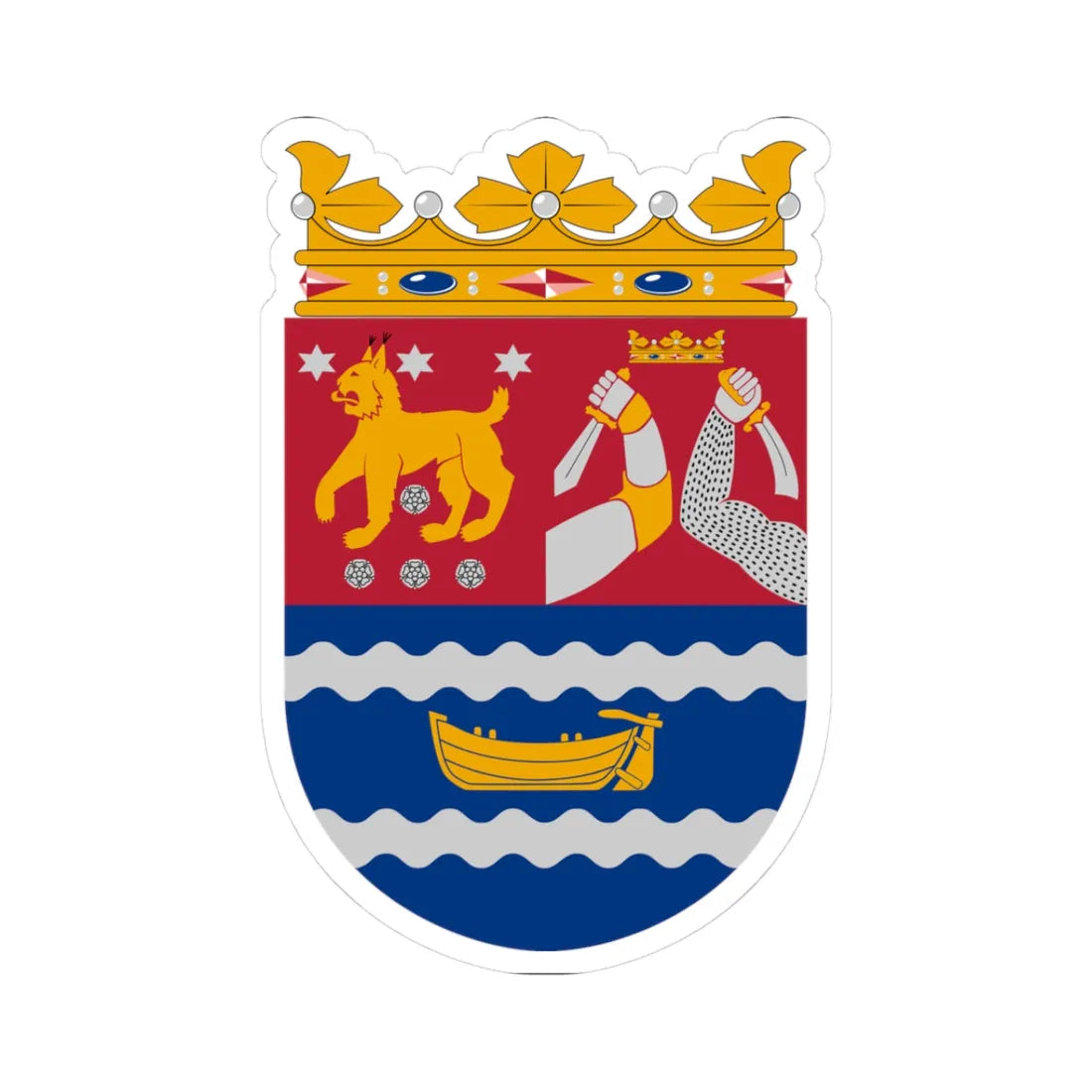 Coat of arms of Southern Finland Province (Finland) (Coat of Arms) STICKER Vinyl Kiss-Cut Decal 3 Inch White - The Sticker Space