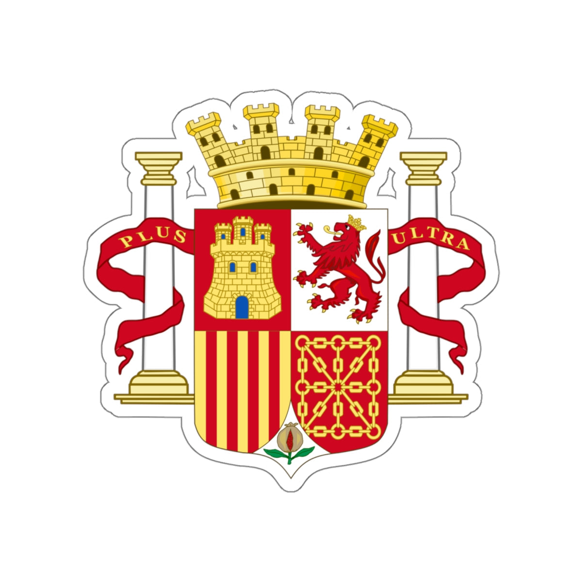 Coat of Arms of Spain (1868-1870 and 1873-1874) STICKER Vinyl Die-Cut Decal-White-The Sticker Space