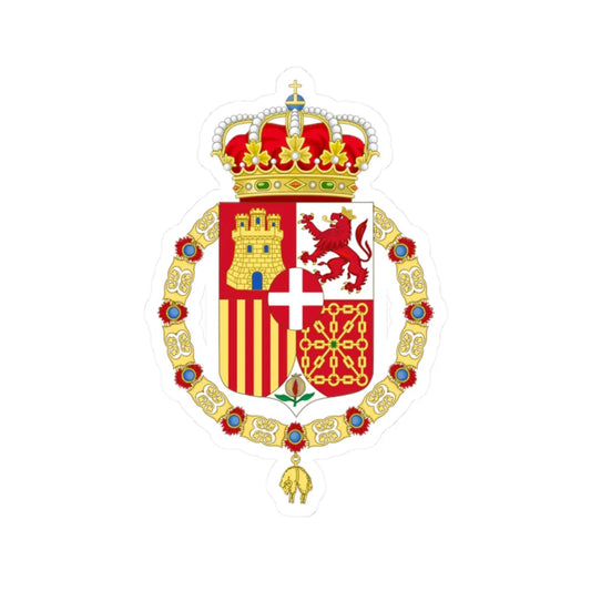 Coat of Arms of Spain 1871-1873 Golden Fleece Variant (Spain) (Coat of Arms) STICKER Vinyl Kiss-Cut Decal 2 Inch White - The Sticker Space