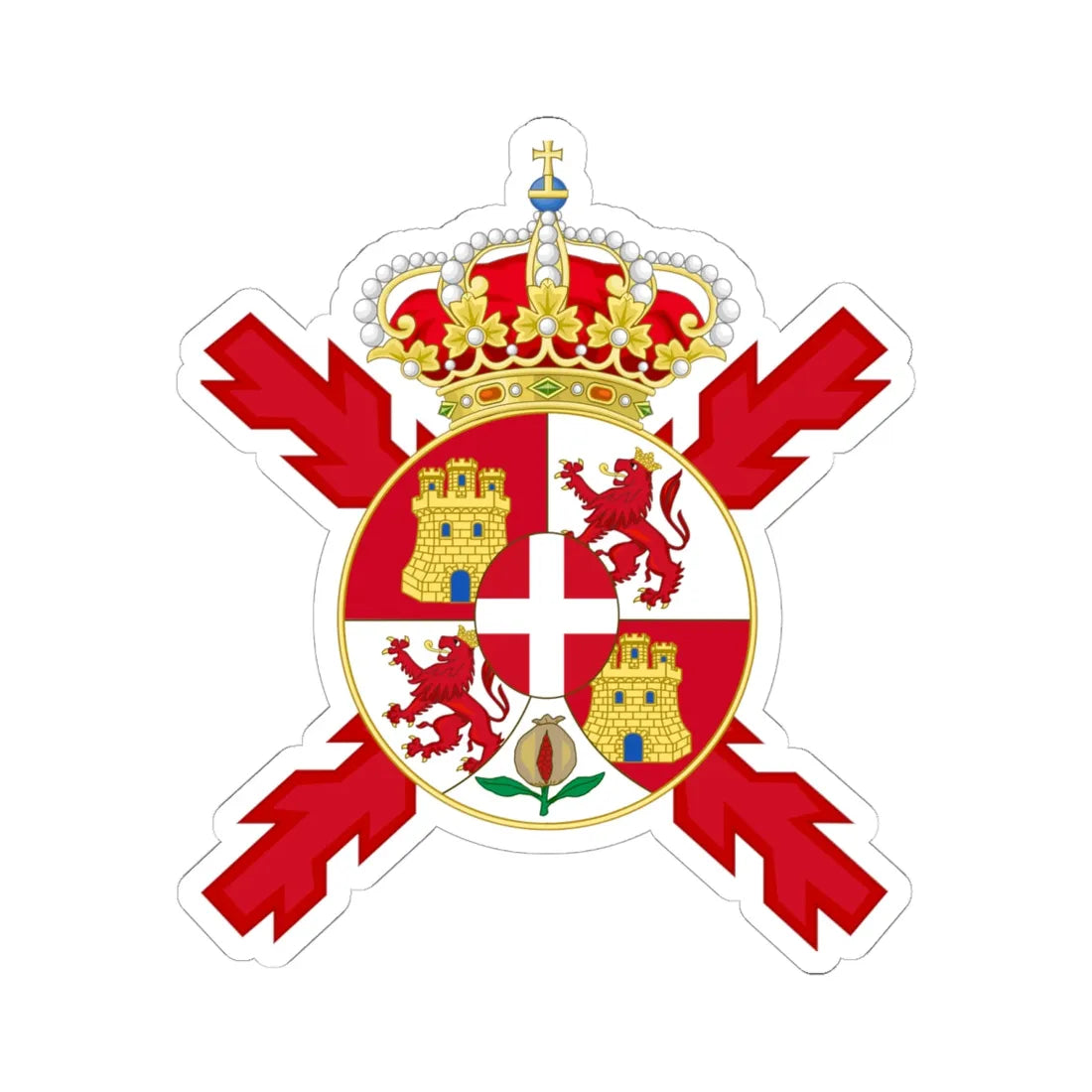 Coat of arms of Spain 1871-1873-Version of the Colours (Spain) (Coat of Arms) STICKER Vinyl Kiss-Cut Decal 6 Inch White - The Sticker Space