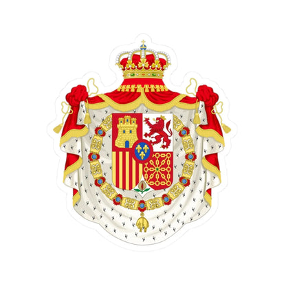 Coat of Arms of Spain 1874-1931 Golden Fleece and Mantle Variant (Spain) (Coat of Arms) STICKER Vinyl Kiss-Cut Decal 2 Inch White - The Sticker Space