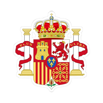 Coat of Arms of Spain 1874-1931 Pillars of Hercules Variant (Spain) (Coat of Arms) STICKER Vinyl Kiss-Cut Decal 3 Inch White - The Sticker Space