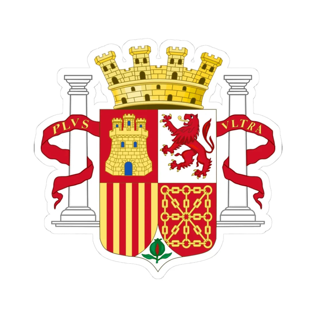 Coat of Arms of Spain 1931-1939-Flag Variant (Spain) (Coat of Arms) STICKER Vinyl Kiss-Cut Decal 3 Inch White - The Sticker Space