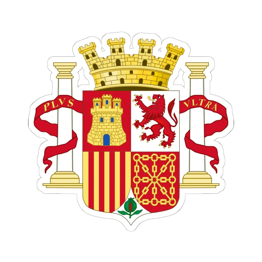 Coat of Arms of Spain 1931-1939 (Spain) (Coat of Arms) STICKER Vinyl Kiss-Cut Decal 6 Inch White - The Sticker Space