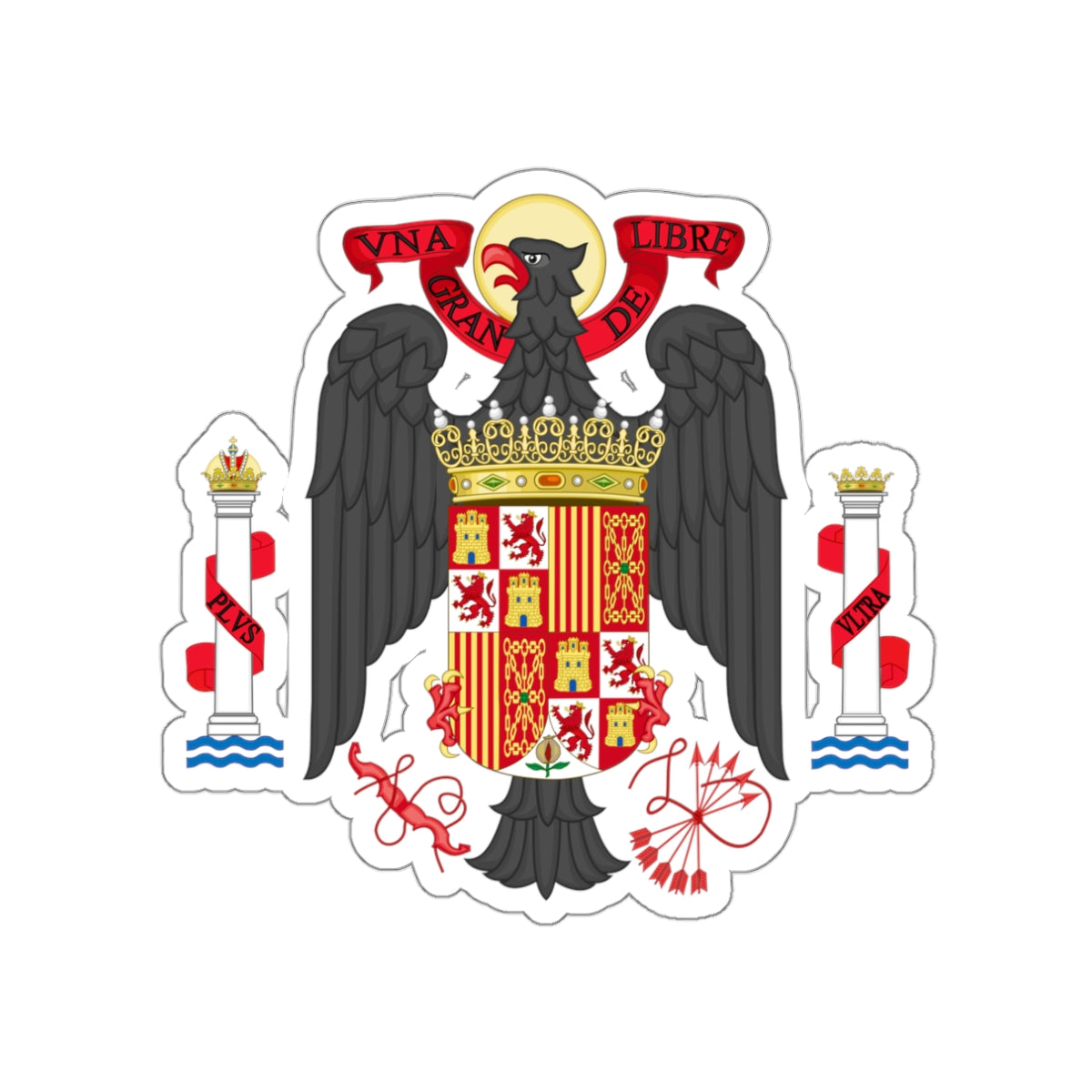 Coat of arms of Spain (1945–1977) STICKER Vinyl Die-Cut Decal-White-The Sticker Space