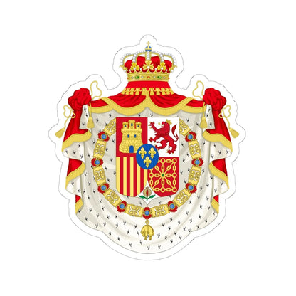 Coat of Arms of Spain c.1883-1931 Golden Fleece and Mantle Variant (Spain) (Coat of Arms) STICKER Vinyl Kiss-Cut Decal 6 Inch White - The Sticker Space