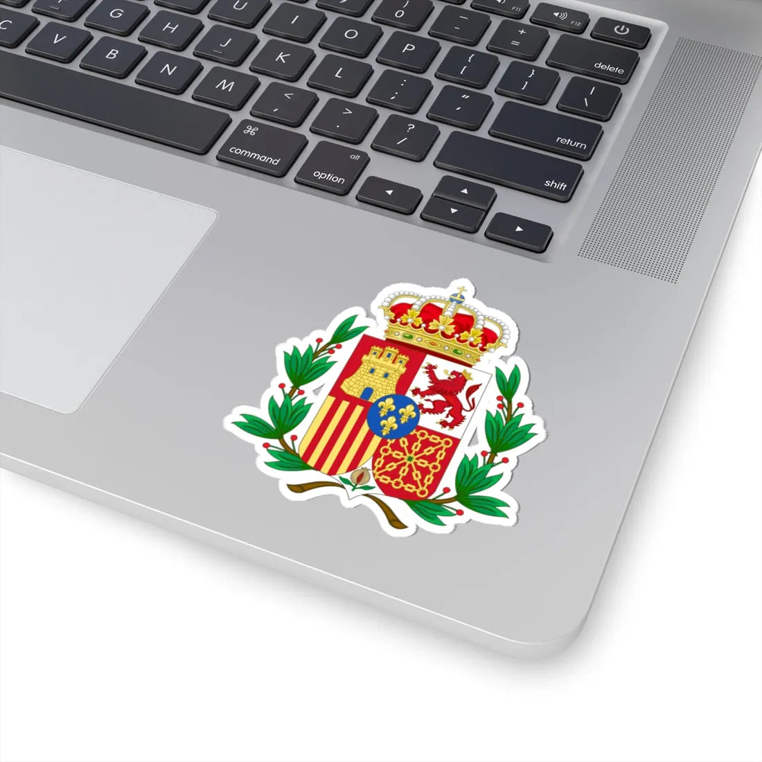 Coat of Arms of Spain c.1883-1931 Laurel Variant (Spain) (Coat of Arms) STICKER Vinyl Kiss-Cut Decal - The Sticker Space