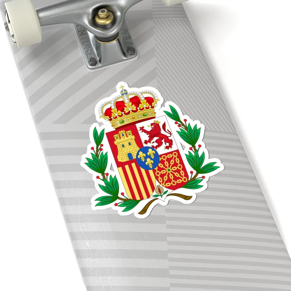 Coat of Arms of Spain c.1883-1931 Laurel Variant (Spain) (Coat of Arms) STICKER Vinyl Kiss-Cut Decal - The Sticker Space