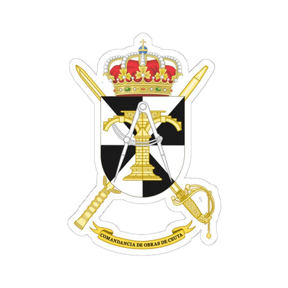 Coat of Arms of Spanish Army Ceuta Construction Command (Spain) (Coat of Arms) STICKER Vinyl Kiss-Cut Decal 6 Inch White - The Sticker Space