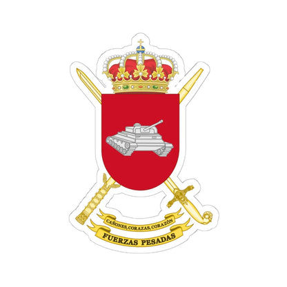 Coat of Arms of Spanish Army Heavy Forces (Spain) (Coat of Arms) STICKER Vinyl Kiss-Cut Decal 6 Inch White - The Sticker Space