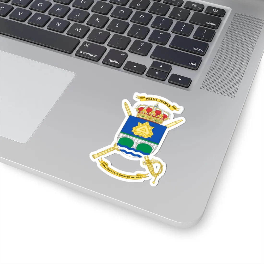 Coat of Arms of Spanish Army Melilla Construction Command (Spain) (Coat of Arms) STICKER Vinyl Kiss-Cut Decal - The Sticker Space