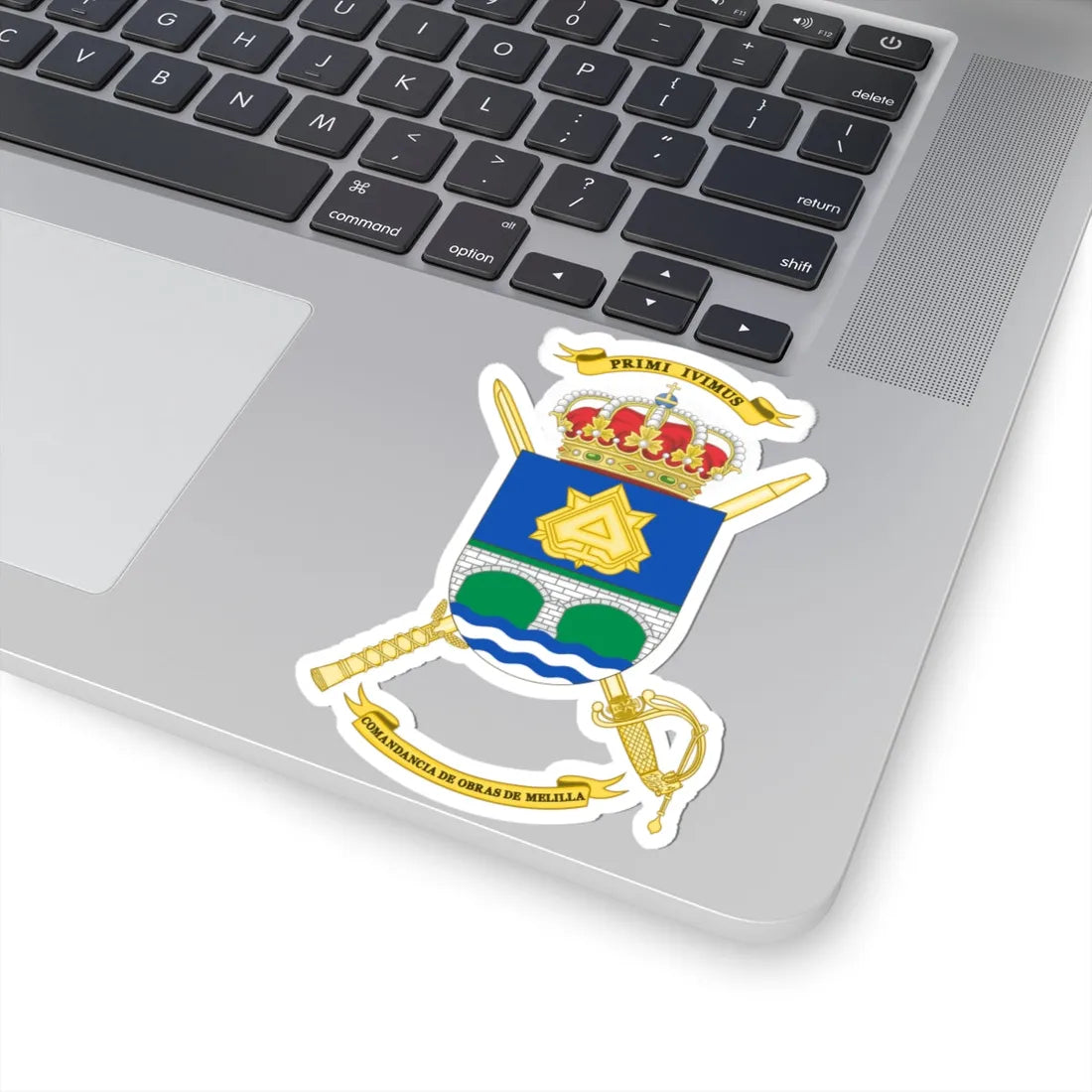 Coat of Arms of Spanish Army Melilla Construction Command (Spain) (Coat of Arms) STICKER Vinyl Kiss-Cut Decal - The Sticker Space