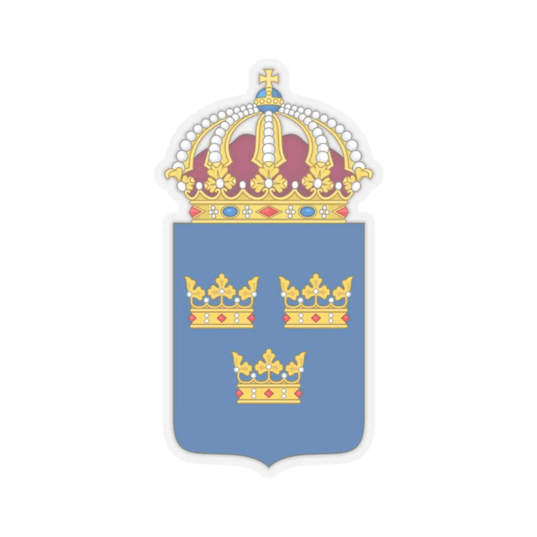 Coat of arms of Sweden - STICKER Vinyl Kiss-Cut Decal 2 Inch Transparent - The Sticker Space
