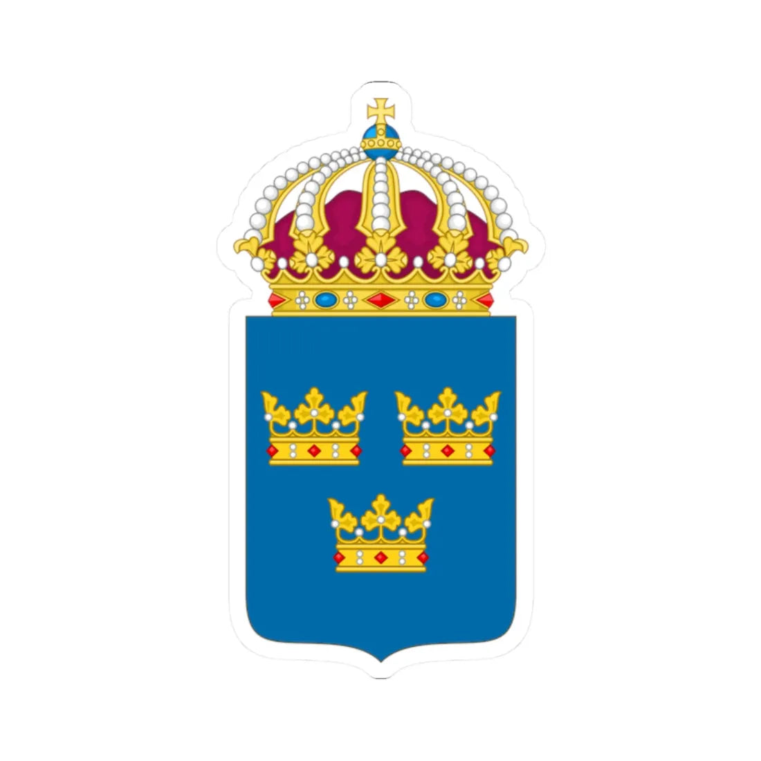 Coat of arms of Sweden - STICKER Vinyl Kiss-Cut Decal 2 Inch White - The Sticker Space